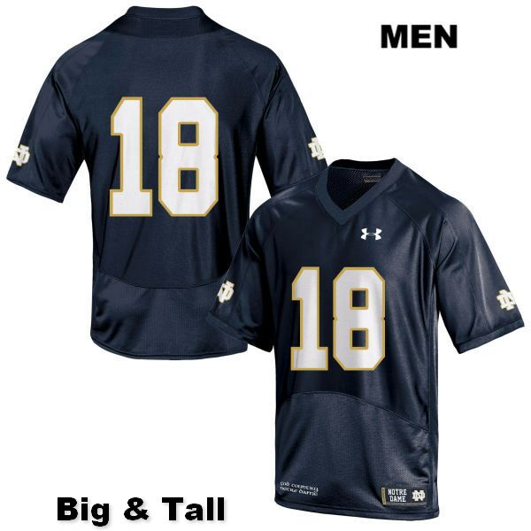 Men's NCAA Notre Dame Fighting Irish #18 Joe Wilkins Stitched College Under Armour Authentic Navy Big & Tall No Name Football Jersey EY10T46HY